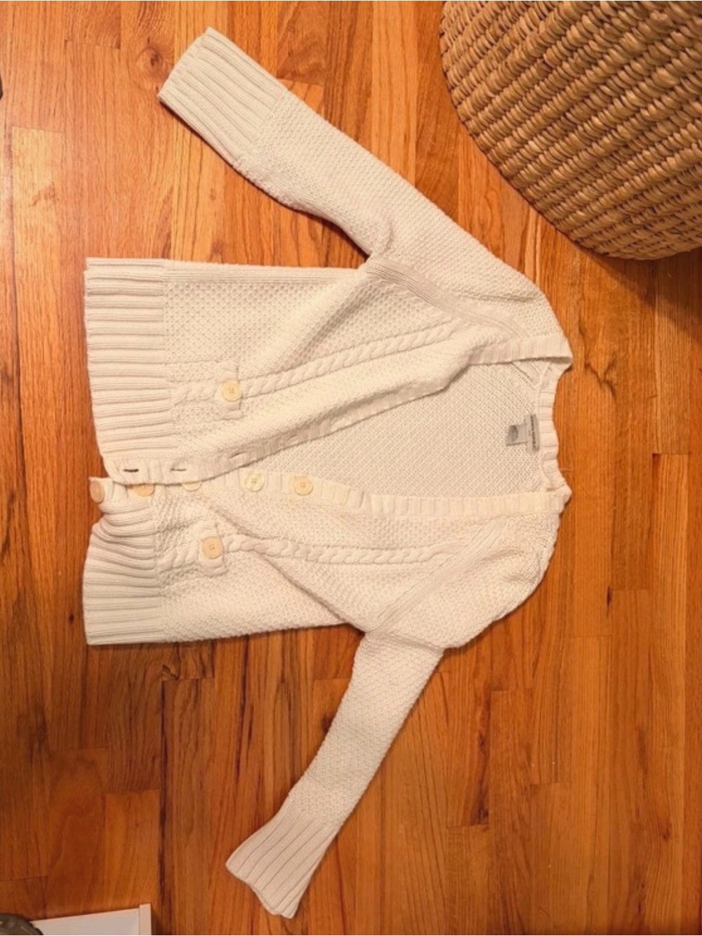 Banana Republic Cream Cable Knit Button-Front Cardigan